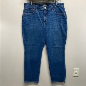 Lee Petite Instantly Slims Relaxed Fit Straight Leg High Rise Denim Jeans 14 P